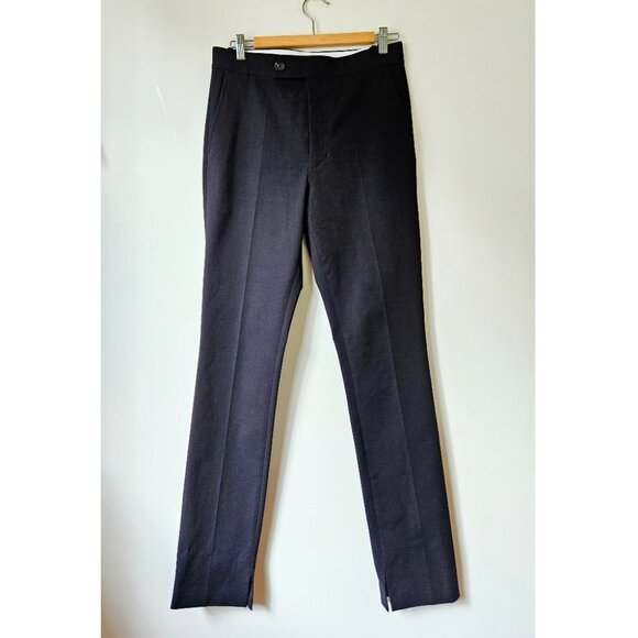 Helmut Lang Straight Leg Slit Pants 8 Black Stretch Designer Corporate - Picture 2 of 14